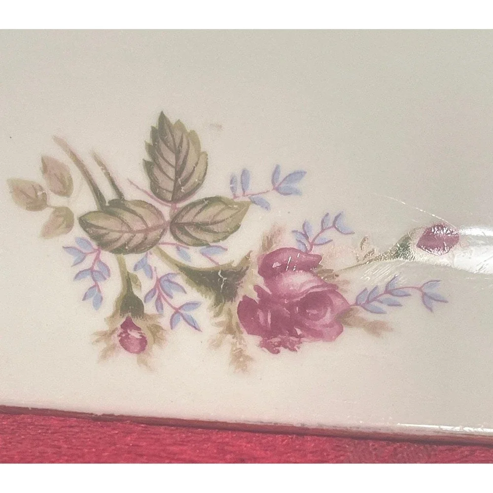 Vintage Nasco Moss Rose Oblong Porcelain Bread Plate Made in Japan 1950s